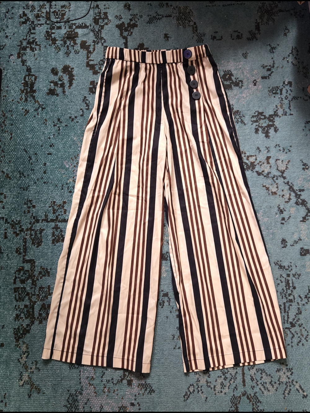 CAARA Women's Brown & Cream Striped Pull-On Pants